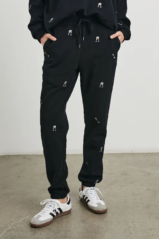 KINGSTON PANT - BLACK CHAMPAGNE EMBROIDERY