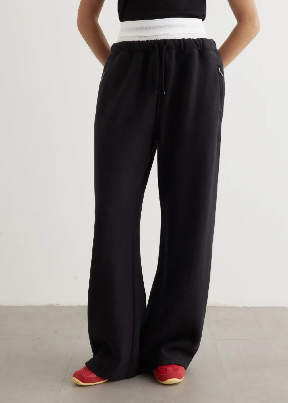 Wide Leg Sweatpants With Exposed Brief