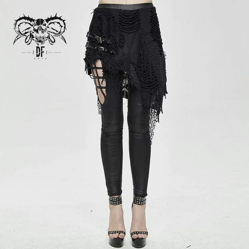 Women's Grunge Ripped Frayed Belts Leggings