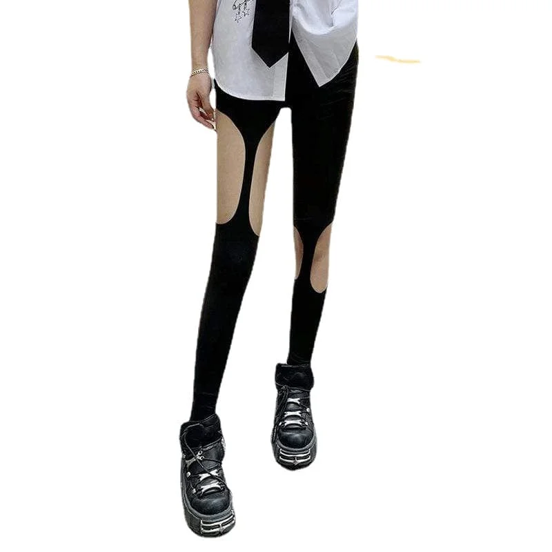 Women's Punk Slim Fitted Cutout Leggings