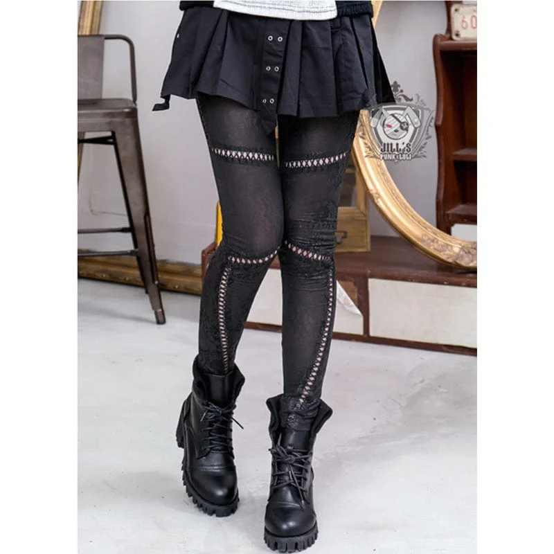 Women's Steampunk Stitching Lace Leggings