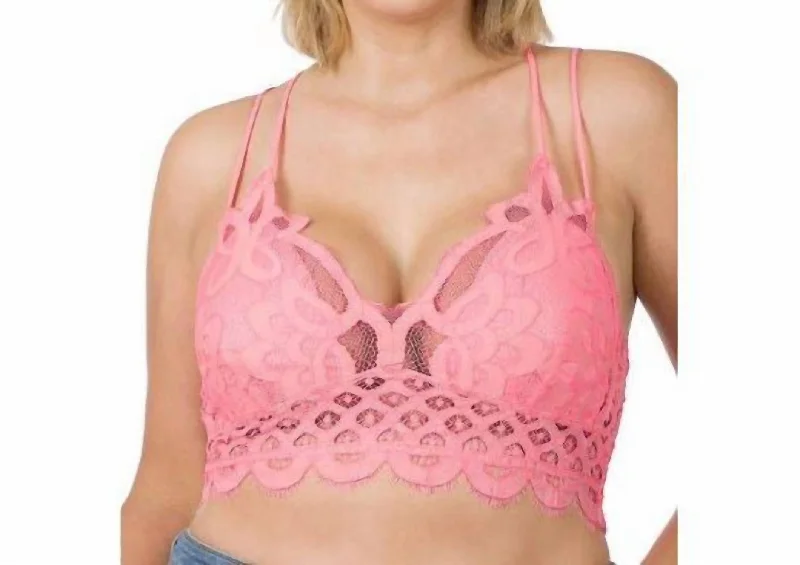 Lace Plus Bralette In Bright Pink