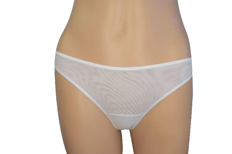 Lace Trim Thong In White