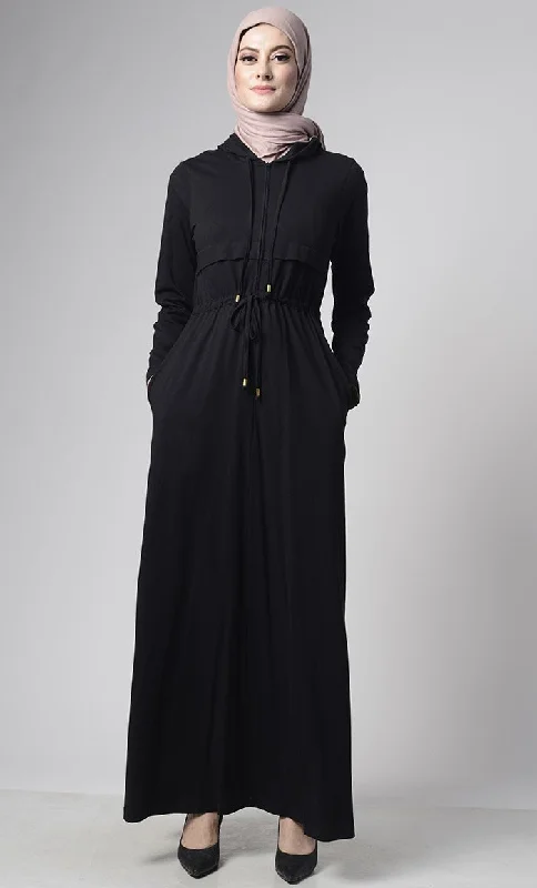 New Trend Front Open Jersey Abaya With Pockets