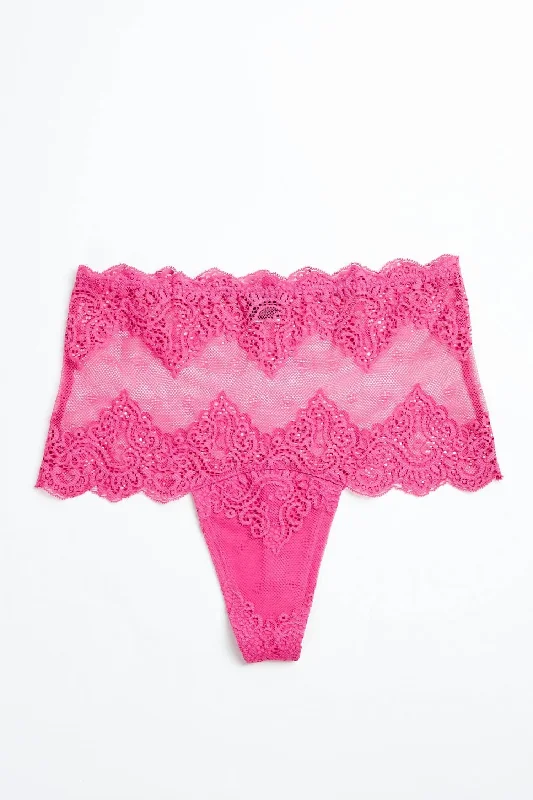 So Fine Lace High Cut Thong In Pink Orchid