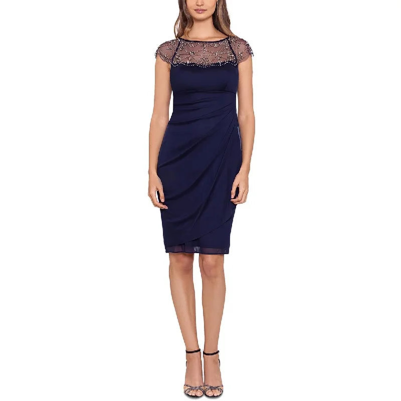 X by Xscape Womens Beaded Knee Cocktail and Party Dress