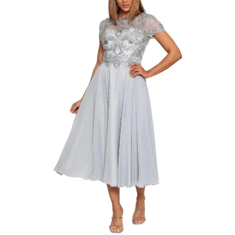 Xscape Womens Beaded Midi Cocktail And Party Dress