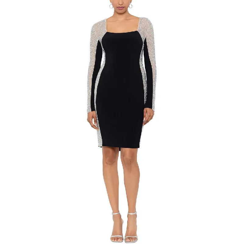 Xscape Womens Beaded Square Neck Cocktail And Party Dress