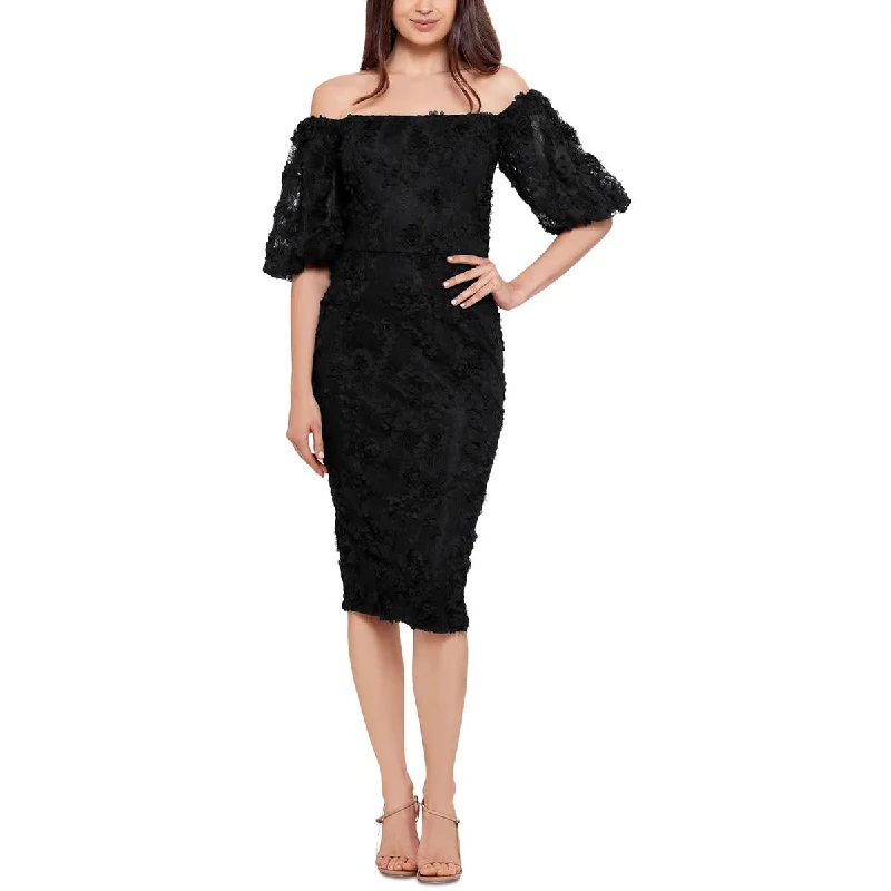 Xscape Womens Lace Midi Cocktail and Party Dress