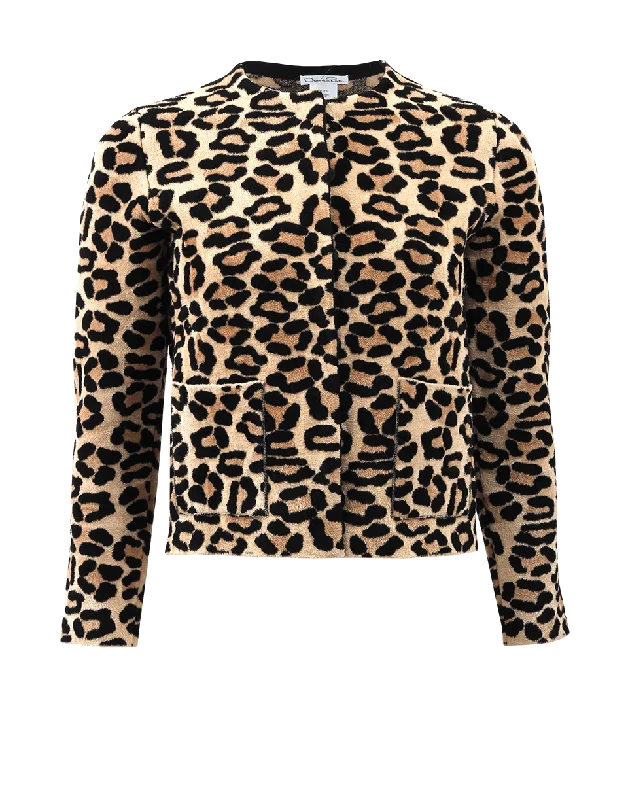 Cropped Leopard Knit Jacket