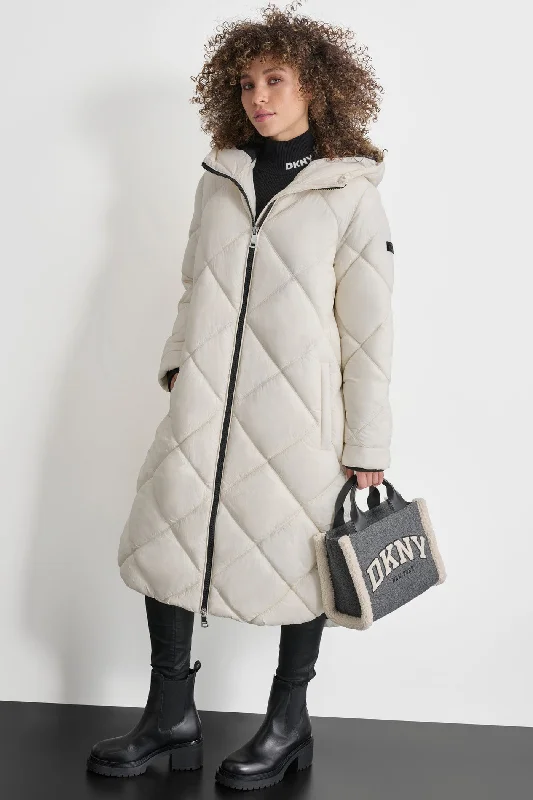 SILKY LONG QUILTED PARKA