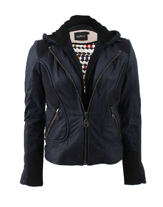 Jacket With Ribbing And Detachable Hood