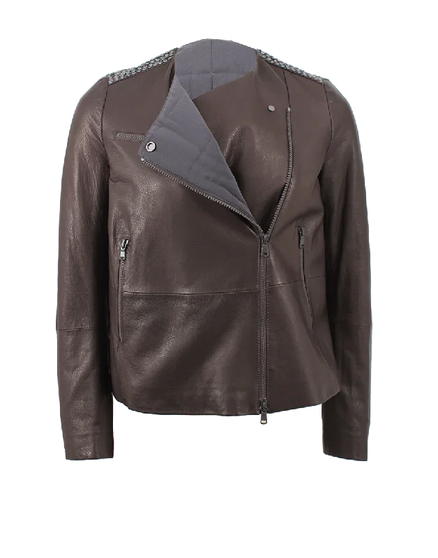 Leather Swarovski Shoulder Jacket