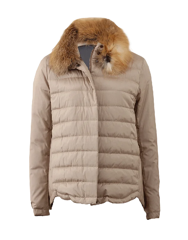 Technical Puffer With Fur Collar