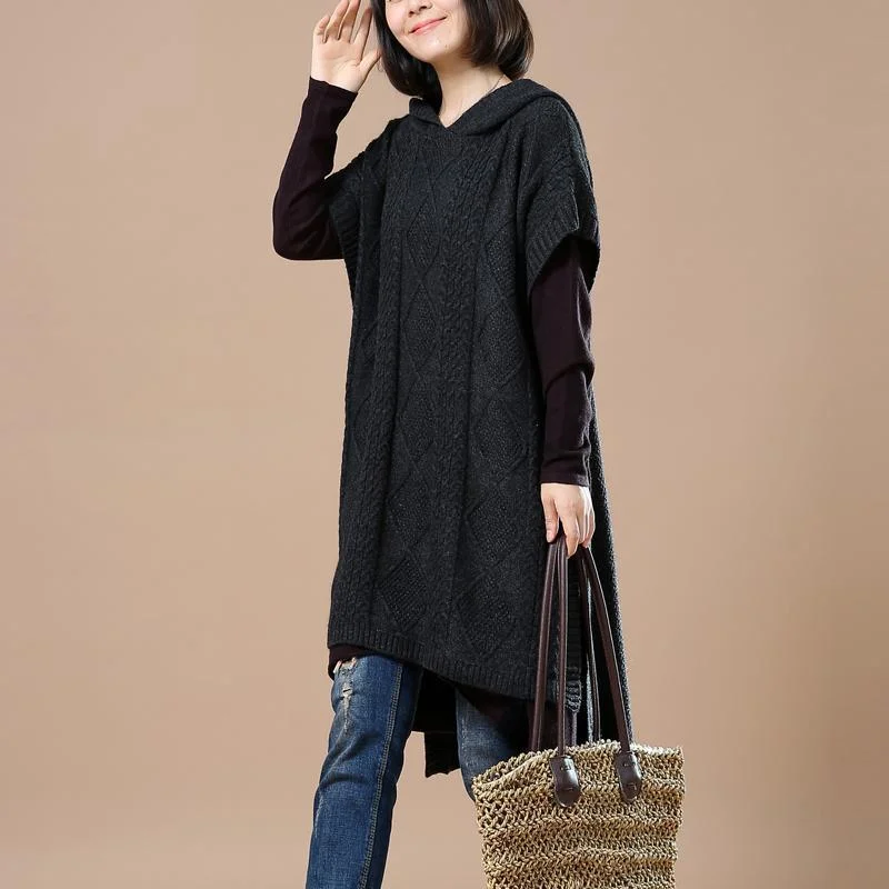 Black hoodie sweaters plus size winter dresses