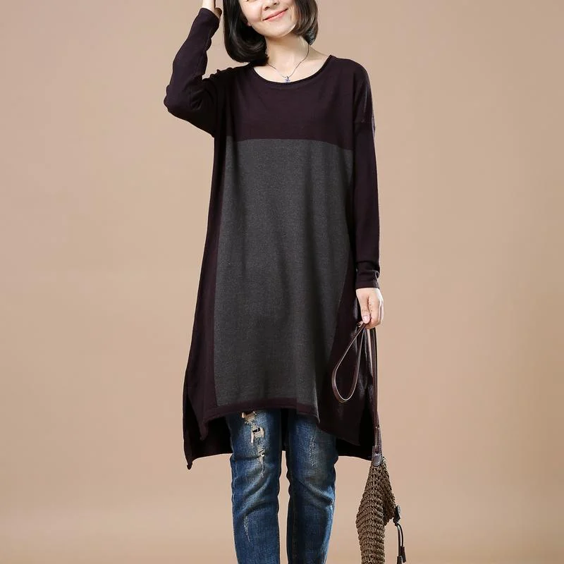 Dark purple plus size sweaters women knitwear