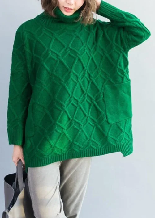 Emerald green cable knit sweaters womens oversized sweater knitwear long sleeve