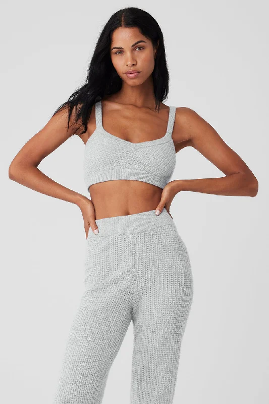 Cashmere Plush Waffle V-Neck Bra - Athletic Heather Grey